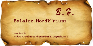 Balaicz Honóriusz névjegykártya